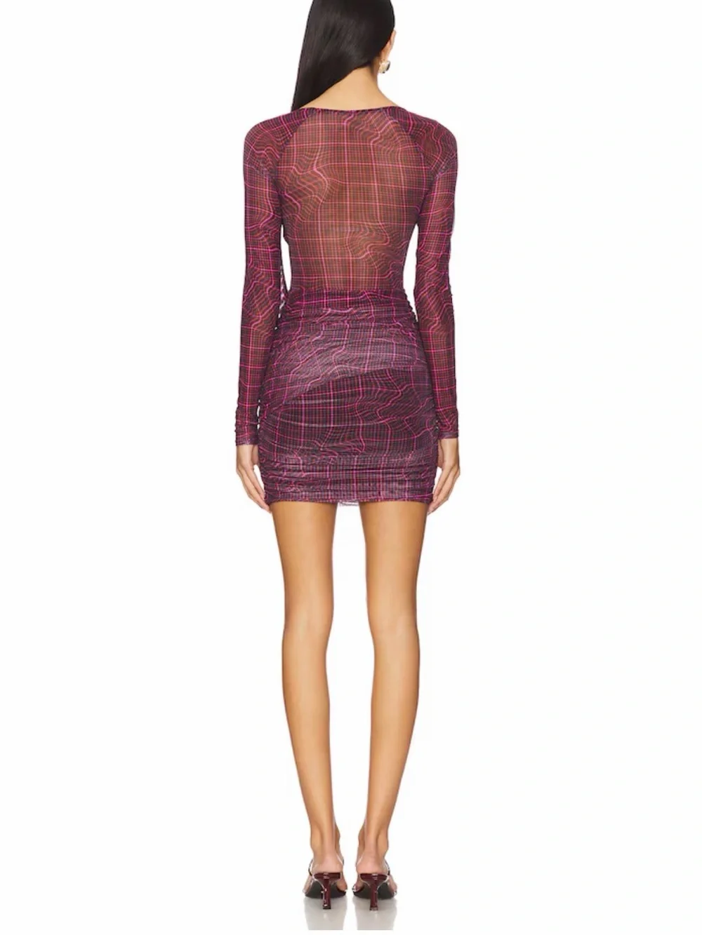 AFRM Kylie Dress in Twisted Plaid - Picture 3 of 5